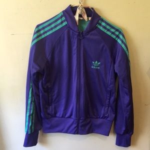 Purple and green adidas track jacket